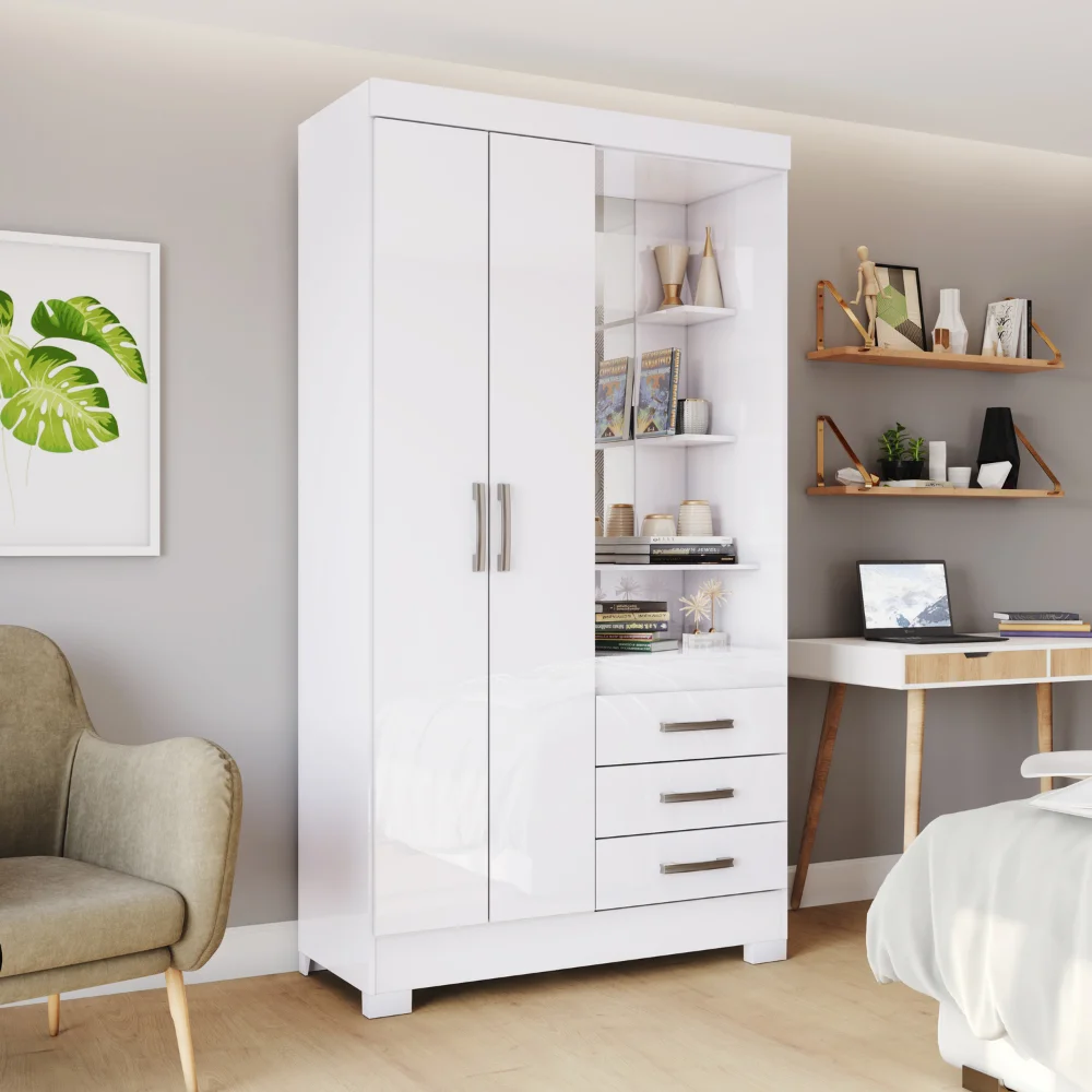 Guarda-Roupa 02 pts Galego/B64 - 66 Branco