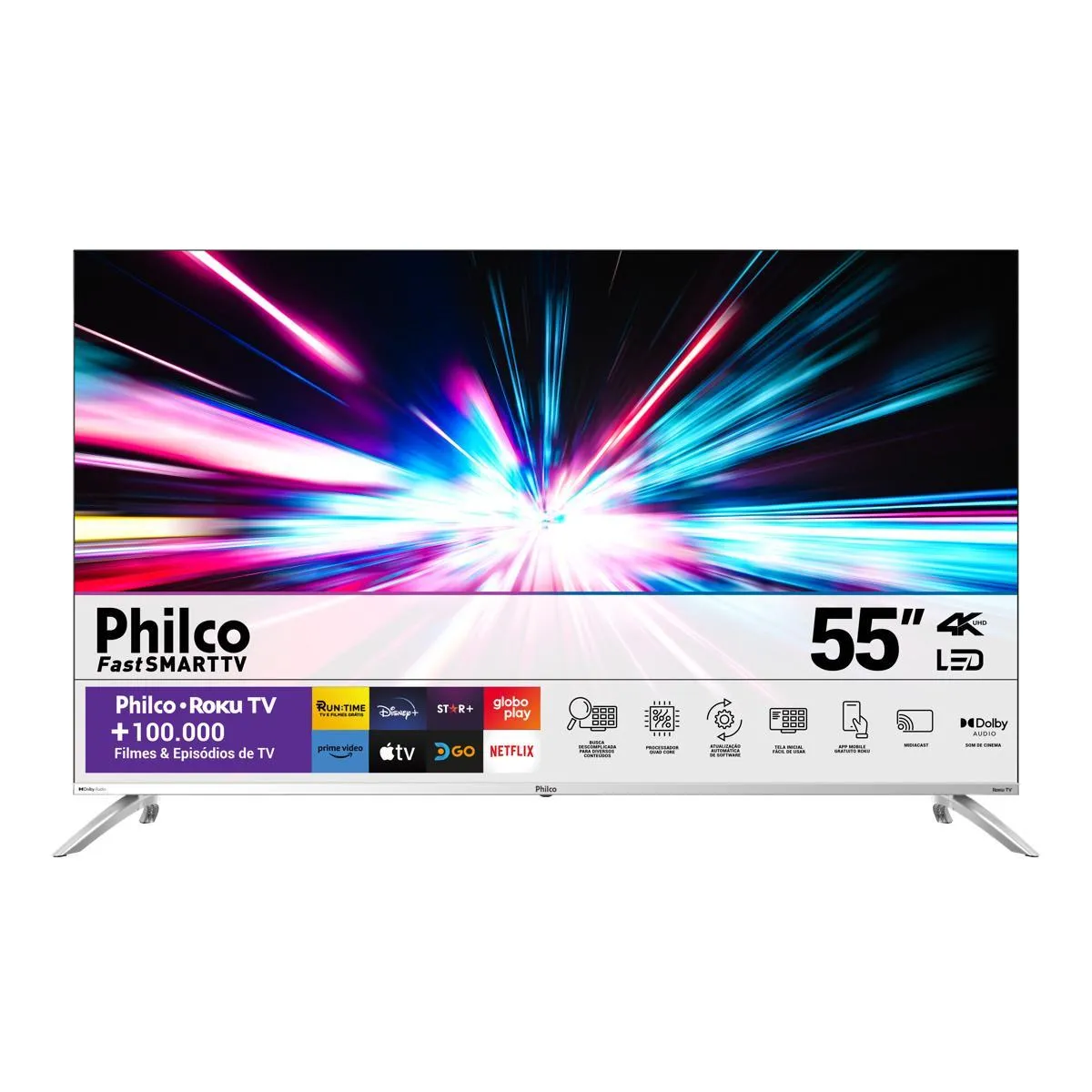 Smart TV 55 Smart TV 55” Philco LED Roku TV Dolby Áudio PTV55G7PR2CSB