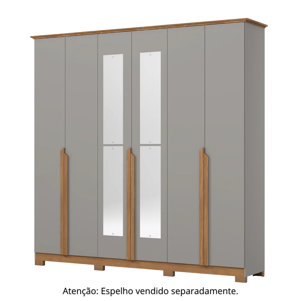 Guarda-Roupa Nepal/ Andréas 06 Pts D309 - Cinza Nature (169) - Foto 5