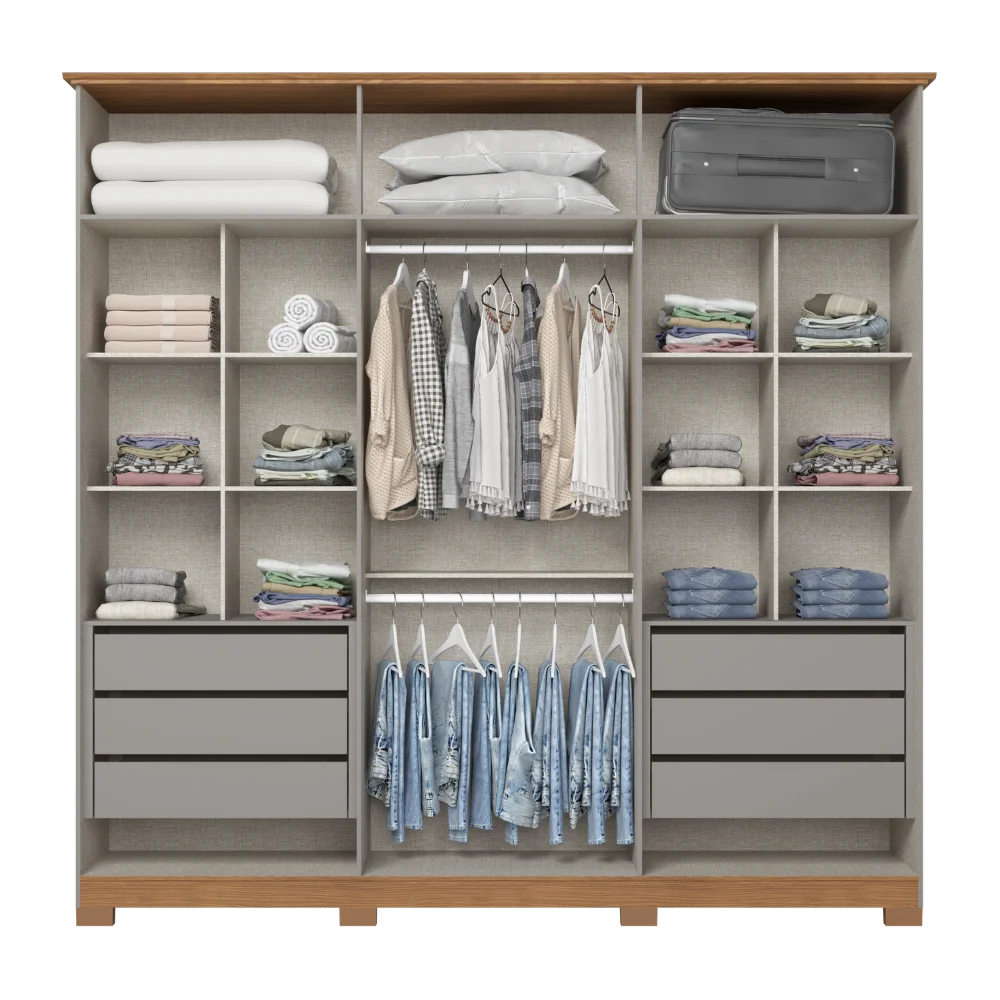 Guarda-Roupa Nepal/ Andréas 06 Pts D309 - Cinza Nature (169) - Foto 6