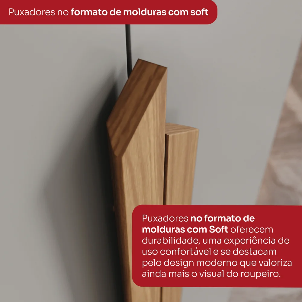 Guarda-Roupa Nepal/ Andréas 06 Pts D309 - Cinza Nature (169) - Foto 9