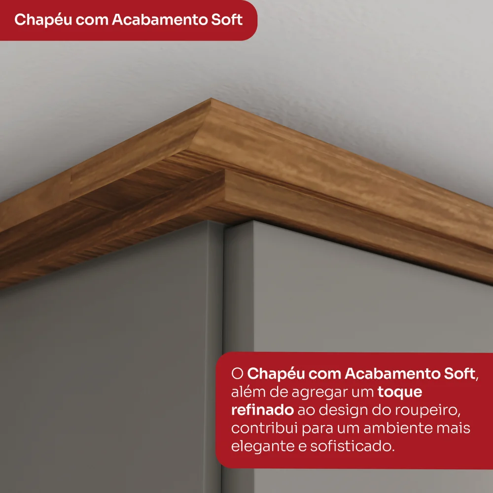 Guarda-Roupa Nepal/ Andréas 06 Pts D309 - Cinza Nature (169) - Foto 10