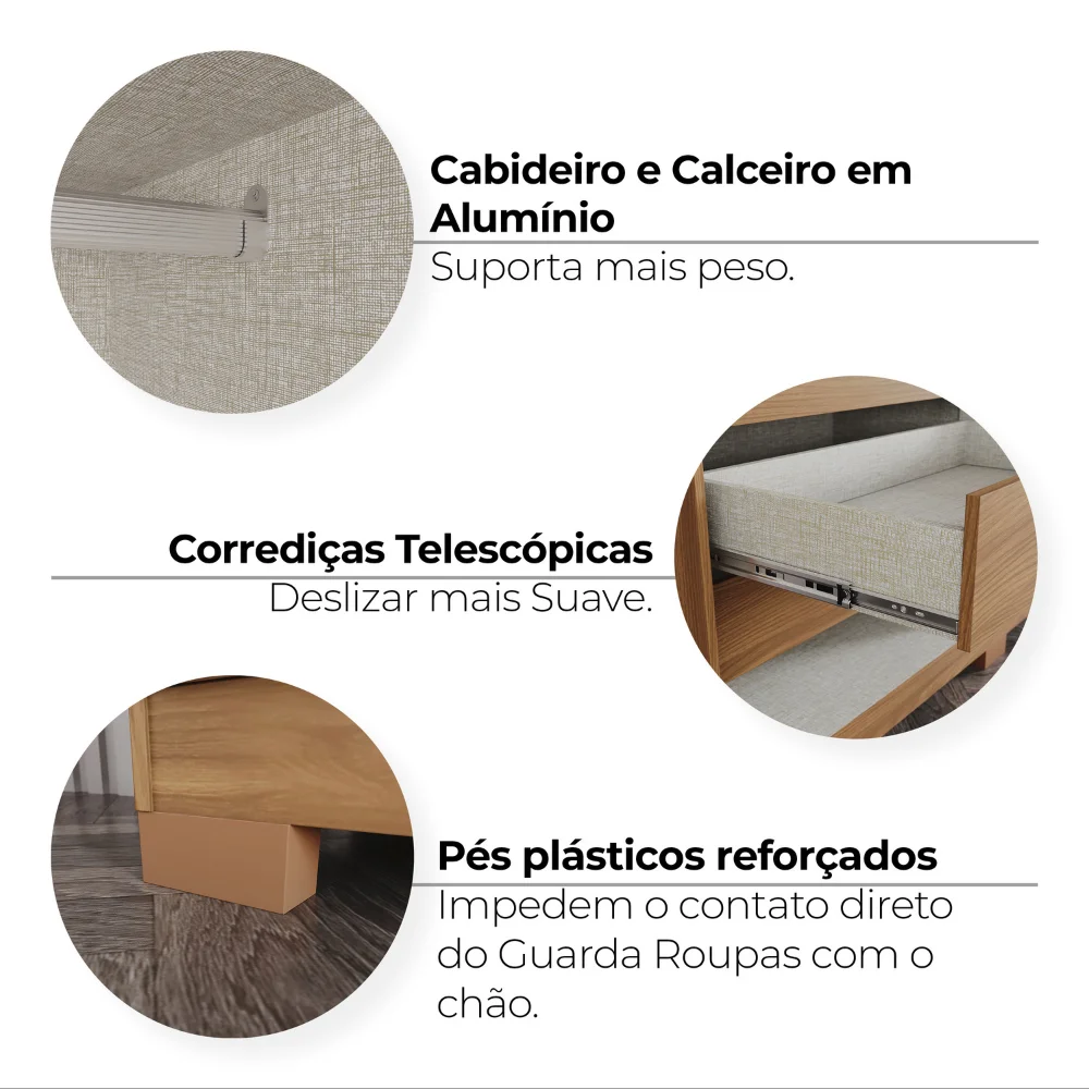 Guarda-Roupa Nepal/ Andréas 06 Pts D309 - Nature off White (127) - Foto 8