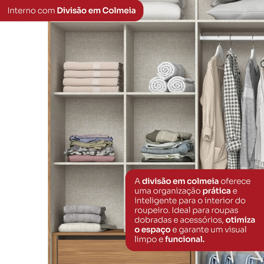 Guarda-Roupa Nepal/ Andréas 06 Pts D309 - Nature off White (127) - Foto 13