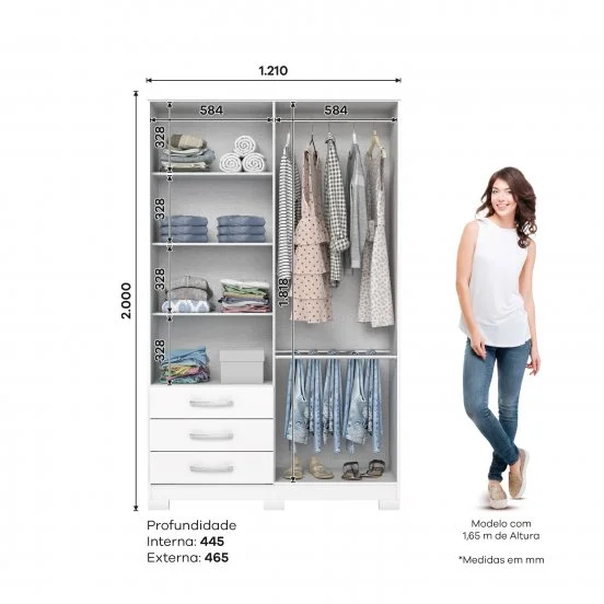 Guarda-Roupa Portugal/Caju 04 pts - Branco - Foto 7