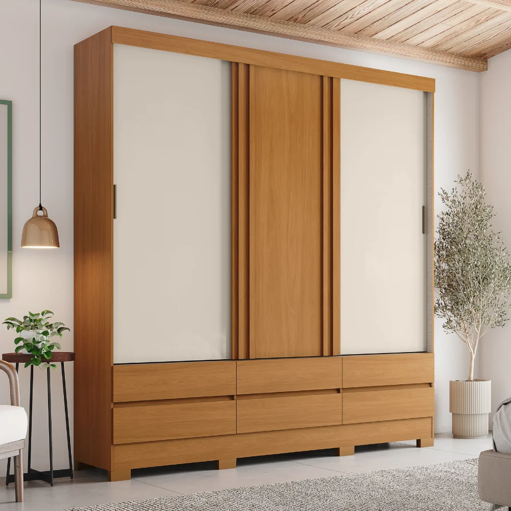 Guarda-Roupa Rodes/ B386 - Cinamomo/Off White/Avelã FLEX - Foto 5