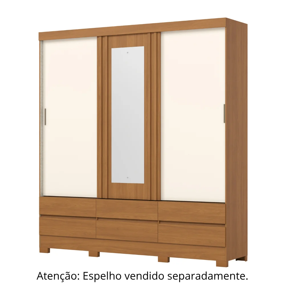 Guarda-Roupa Rodes/ B386 - Cinamomo/Off White/Avelã FLEX - Foto 8