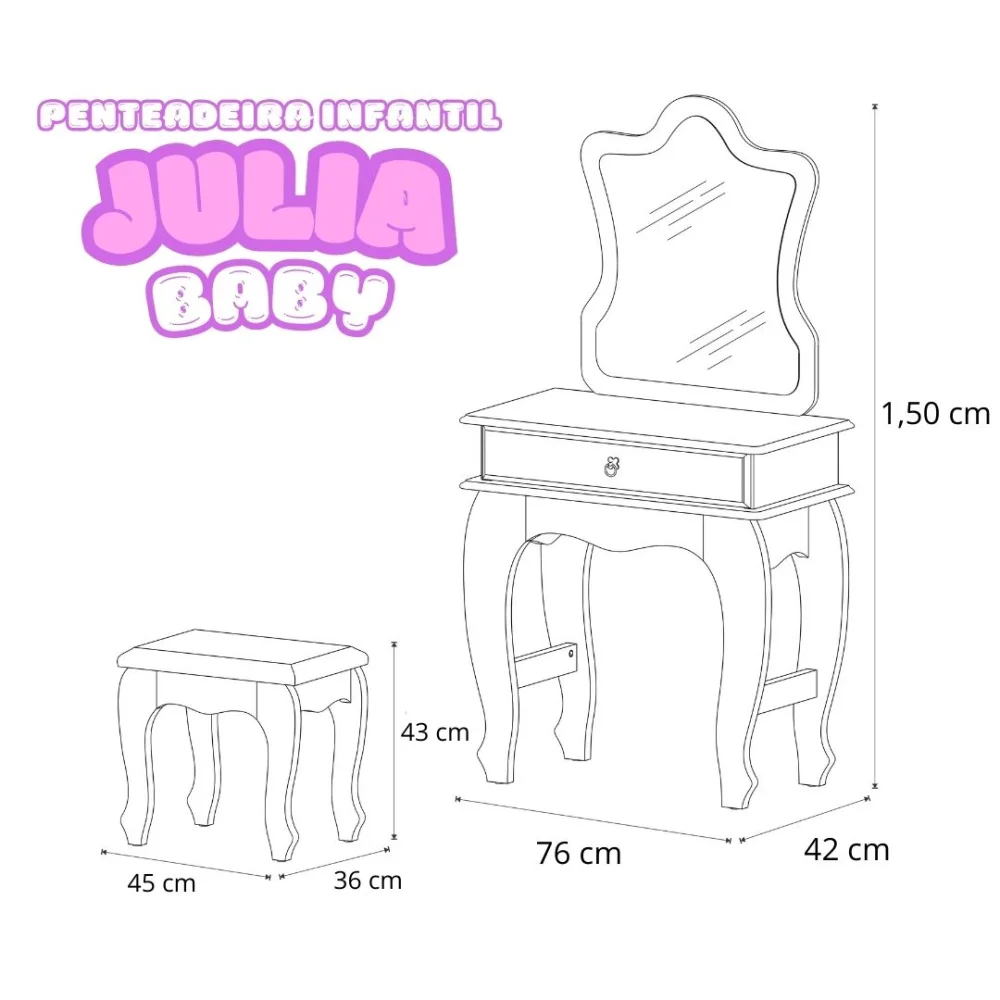 Penteadeira Julia/Jb7200 - Rose - Foto 3