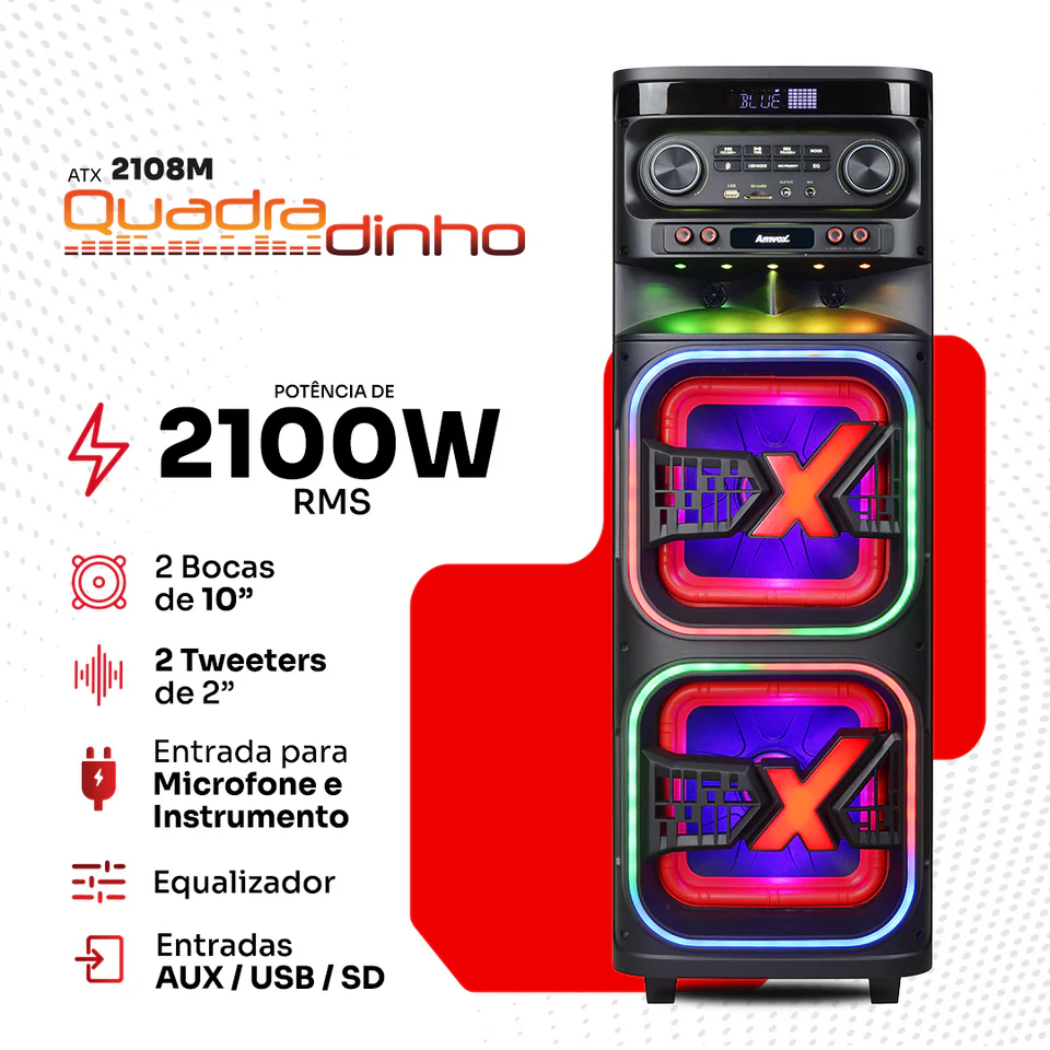 Caixa Amplificada 2100 Atx 2108M Quadradinho Bivolt Amvox - Foto 10